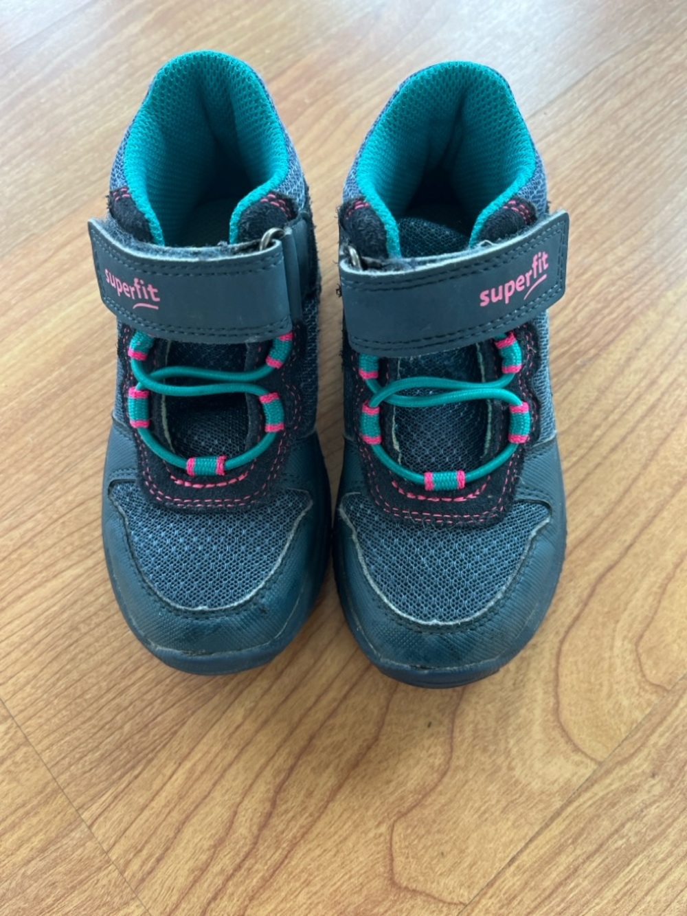 Superfit Kids Blue-Teal Sneakers with Pink Accents
